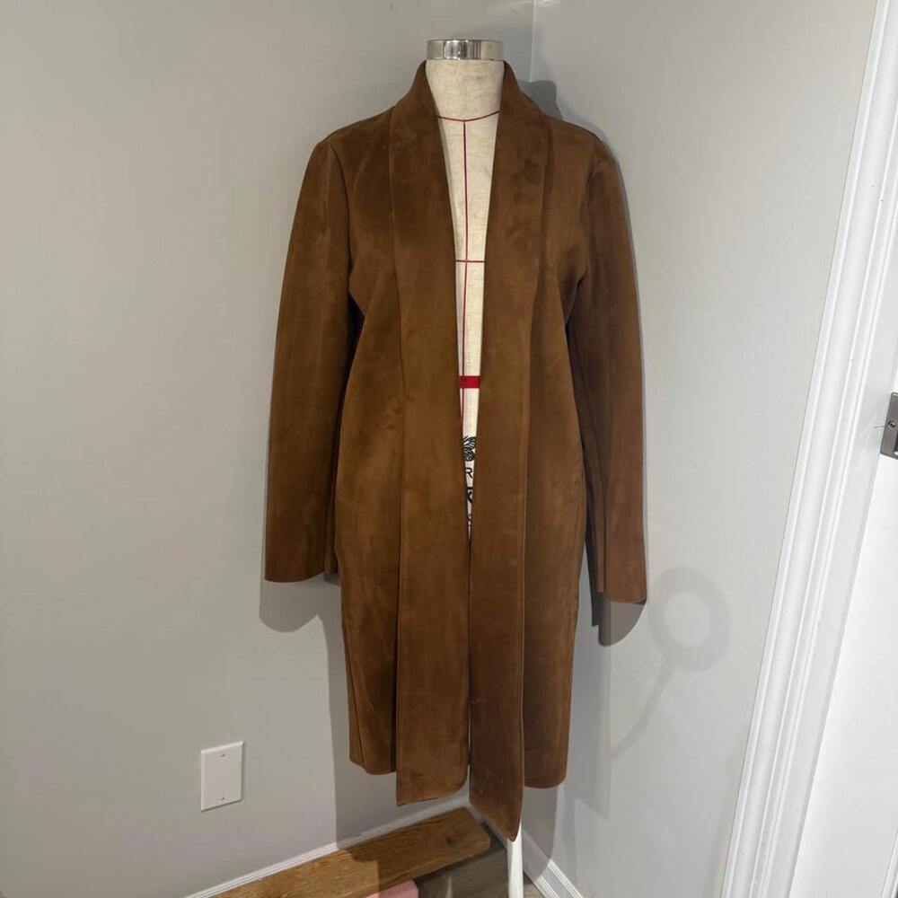 Tahari Faux Suede Long Jacket Size L